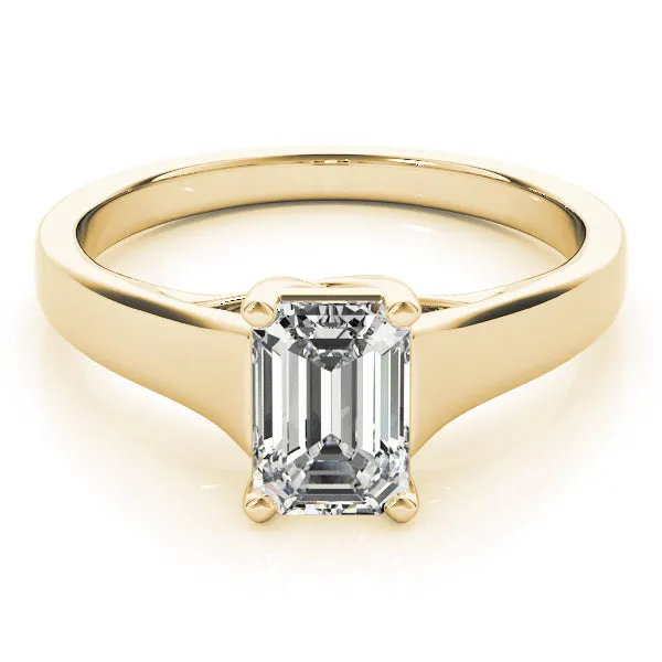 4-Prong Emerald Solitaire Platinum Moissanite Engagement Ring