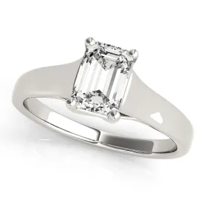 4-Prong Emerald Solitaire Platinum Moissanite Engagement Ring