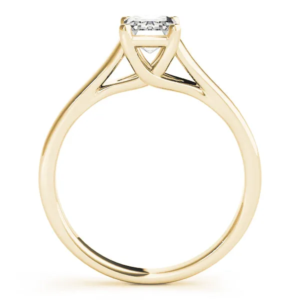 4-Prong Emerald Solitaire Platinum Moissanite Engagement Ring
