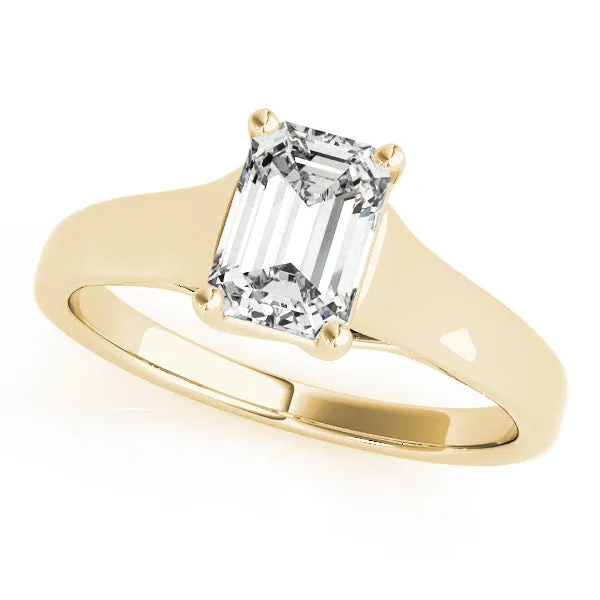 4-Prong Emerald Solitaire Platinum Moissanite Engagement Ring