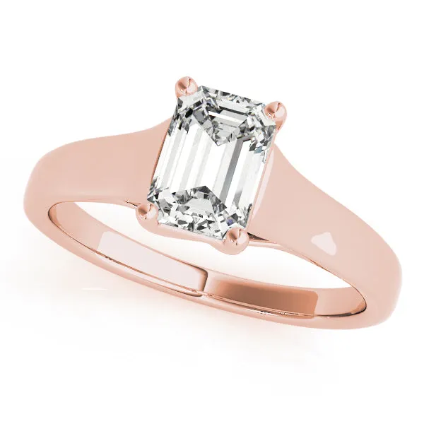 4-Prong Emerald Solitaire Platinum Moissanite Engagement Ring