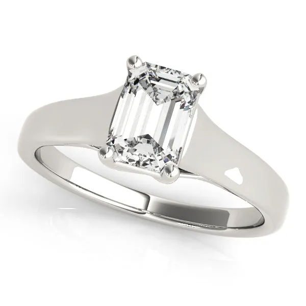 4-Prong Emerald Solitaire Platinum Moissanite Engagement Ring