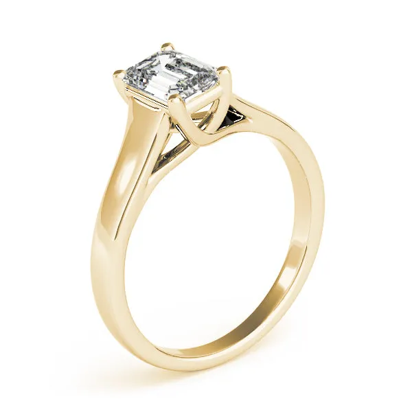 4-Prong Emerald Solitaire Platinum Moissanite Engagement Ring