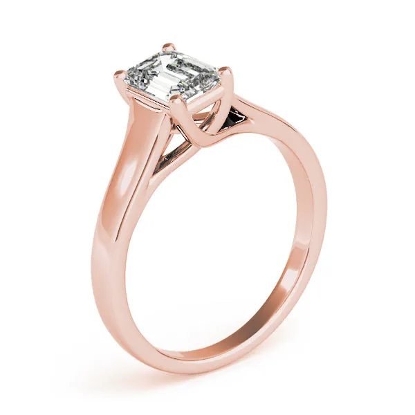 4-Prong Emerald Solitaire Platinum Moissanite Engagement Ring