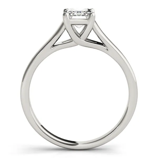 4-Prong Emerald Solitaire Platinum Moissanite Engagement Ring