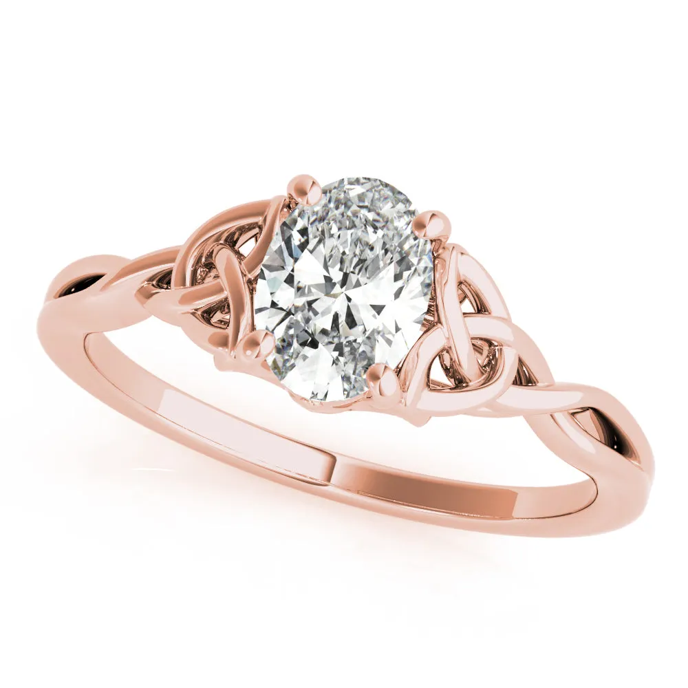 4-Prong Oval Solitaire Trinity 14k White Gold Moissanite Engagement Ring
