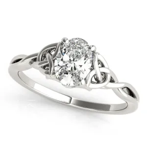 4-Prong Oval Solitaire Trinity 14k White Gold Moissanite Engagement Ring