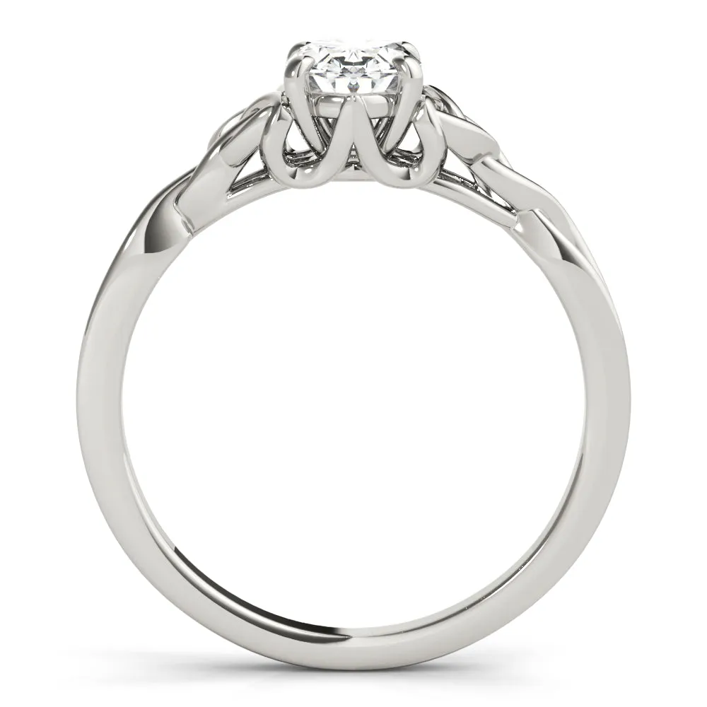 4-Prong Oval Solitaire Trinity 14k White Gold Moissanite Engagement Ring