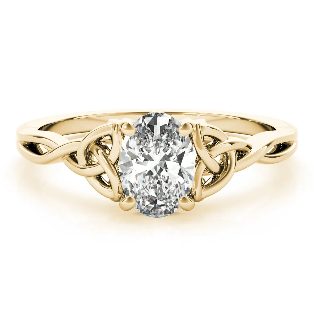 4-Prong Oval Solitaire Trinity 14k White Gold Moissanite Engagement Ring