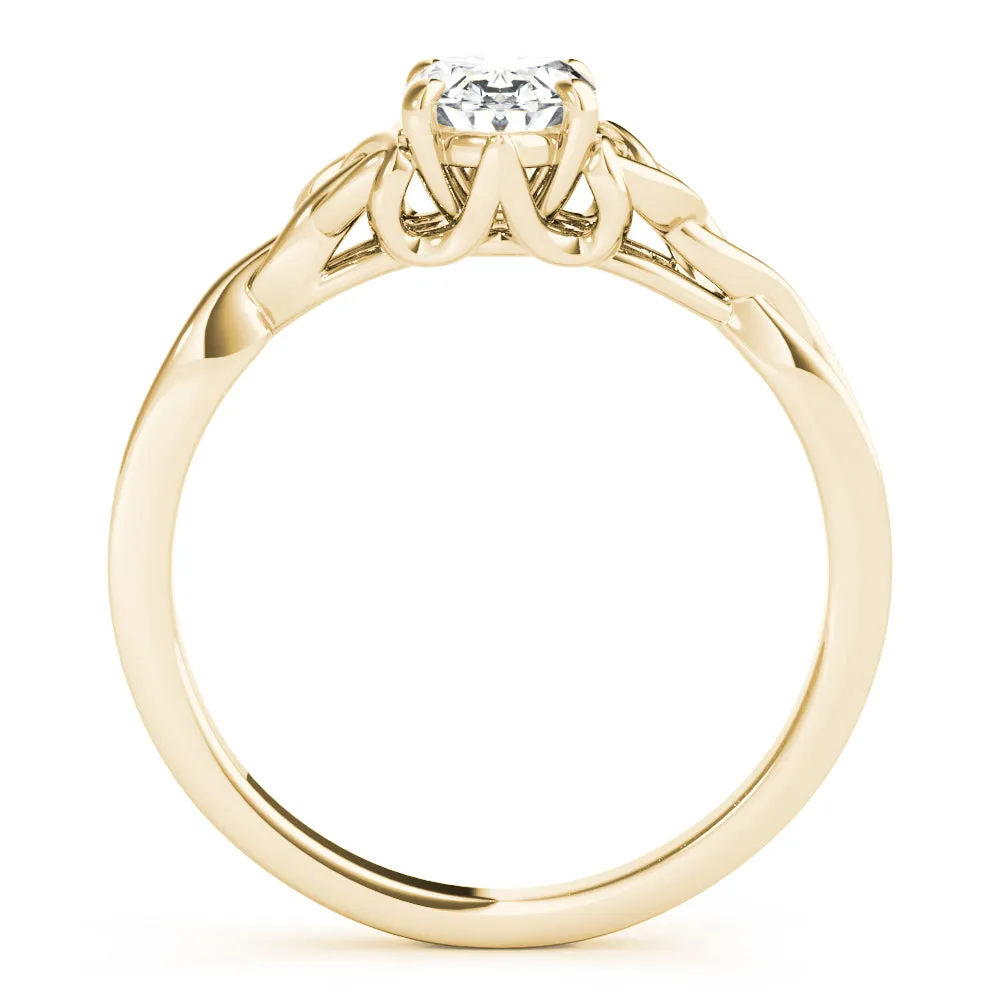 4-Prong Oval Solitaire Trinity 14k White Gold Moissanite Engagement Ring