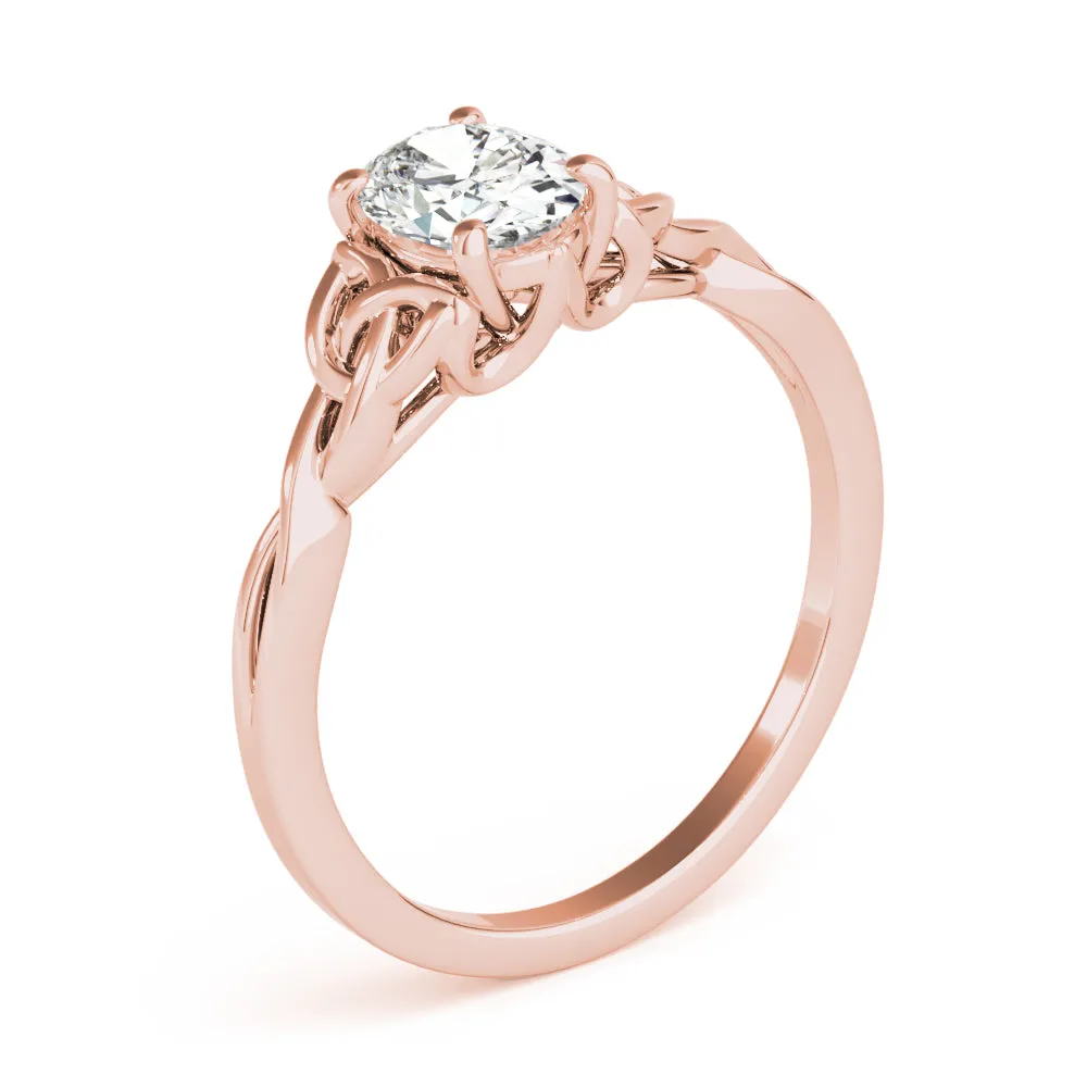 4-Prong Oval Solitaire Trinity 14k White Gold Moissanite Engagement Ring