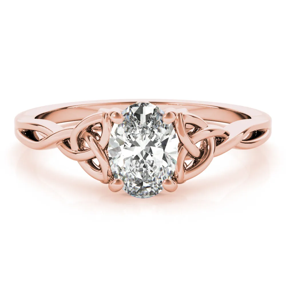 4-Prong Oval Solitaire Trinity 14k White Gold Moissanite Engagement Ring