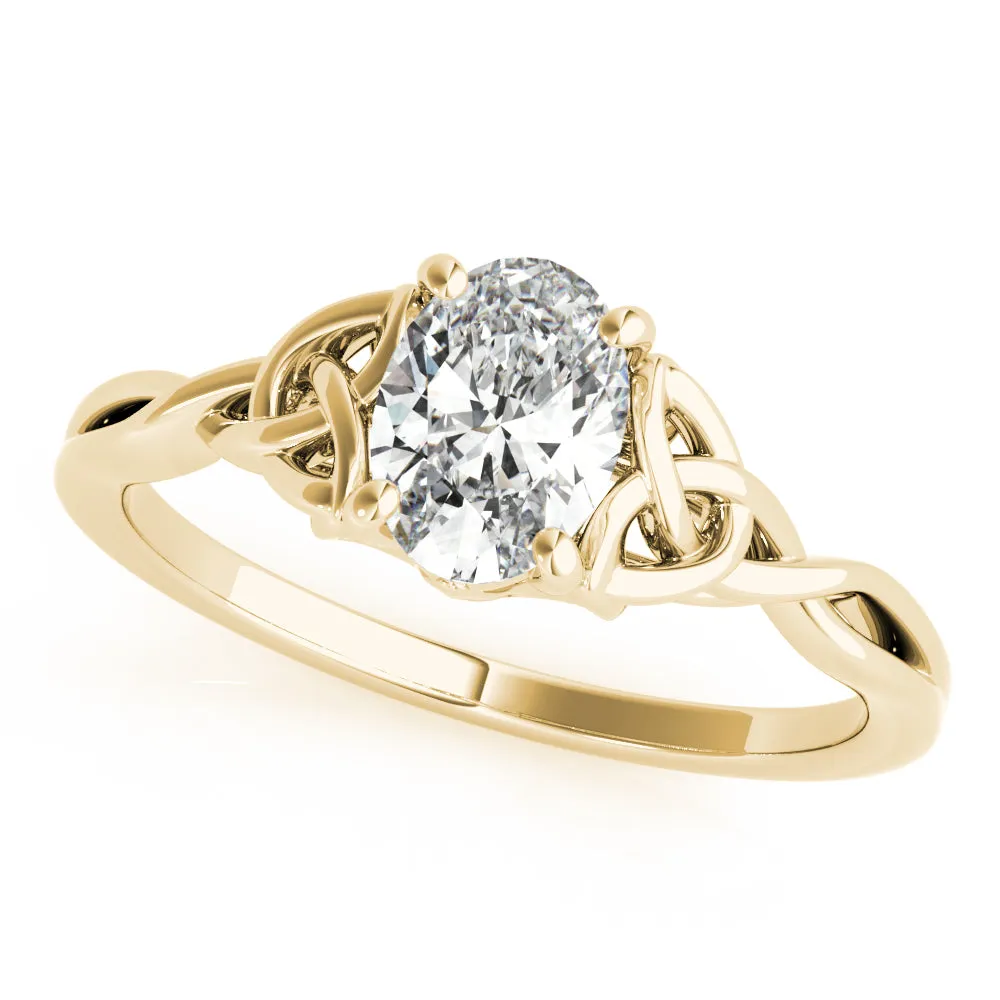 4-Prong Oval Solitaire Trinity 14k White Gold Moissanite Engagement Ring