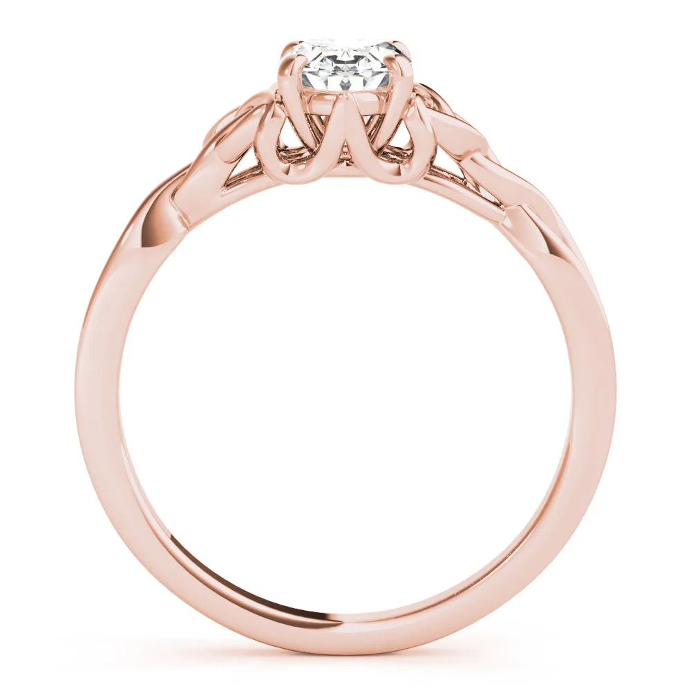 4-Prong Oval Solitaire Trinity 14k White Gold Moissanite Engagement Ring
