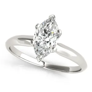 6-Prong Marquise Solitaire 14k White Gold Moissanite Engagement Ring