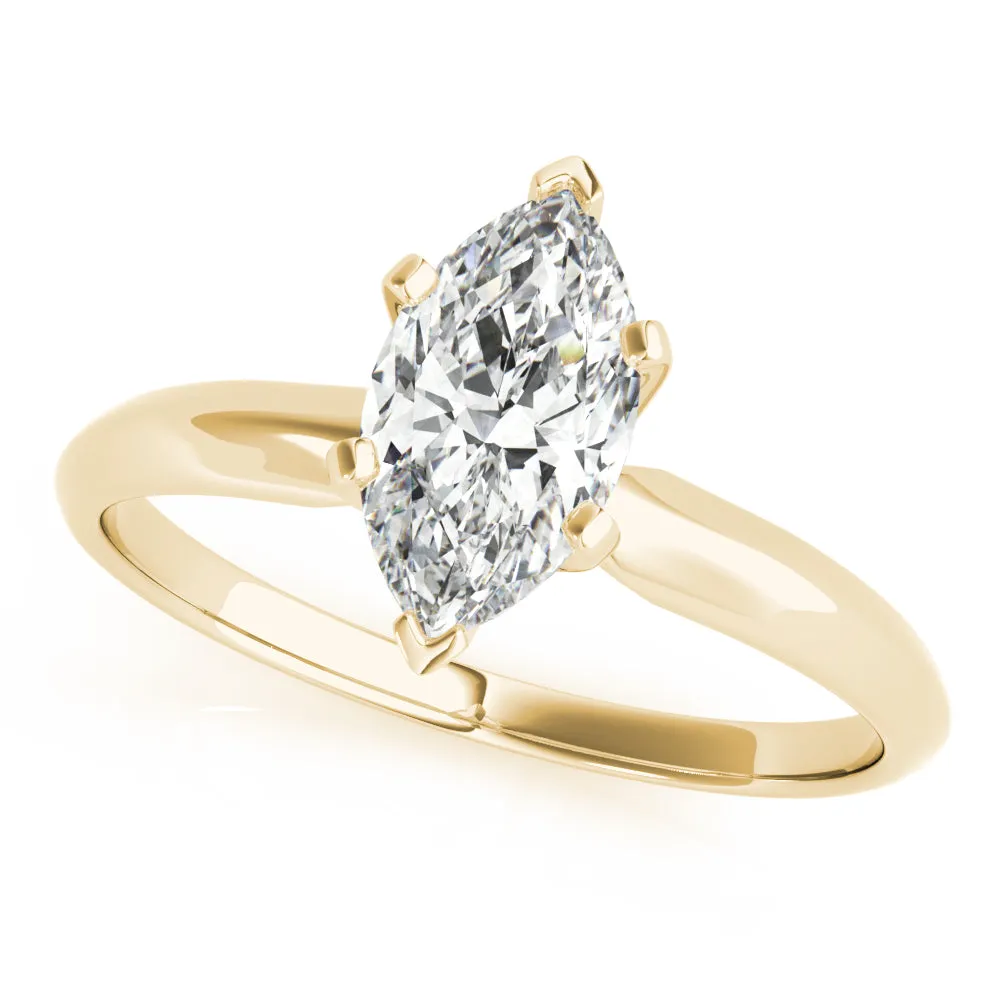 6-Prong Marquise Solitaire 14k White Gold Moissanite Engagement Ring