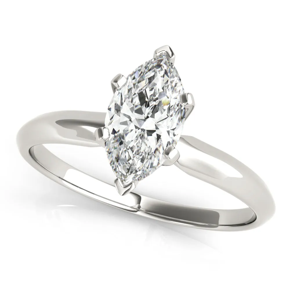 6-Prong Marquise Solitaire 14k White Gold Moissanite Engagement Ring