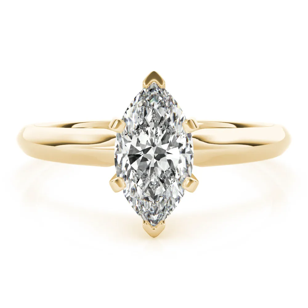 6-Prong Marquise Solitaire 14k White Gold Moissanite Engagement Ring