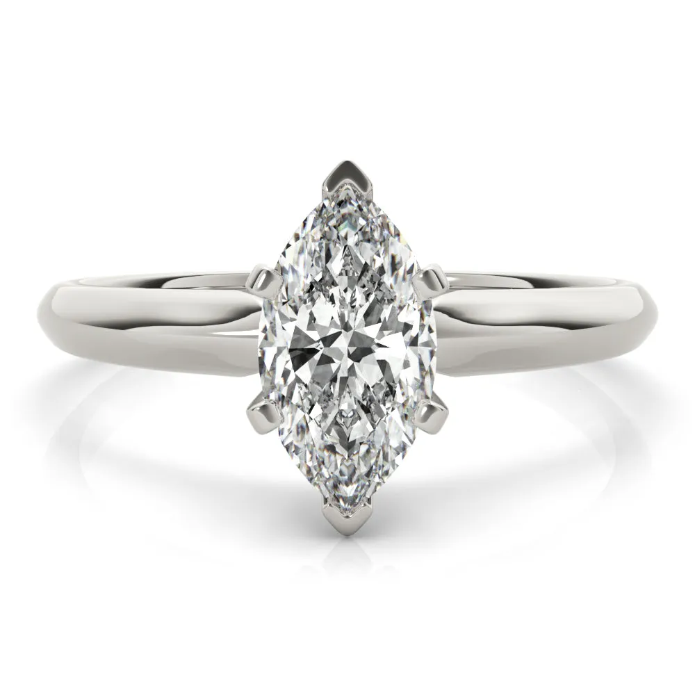 6-Prong Marquise Solitaire 14k White Gold Moissanite Engagement Ring