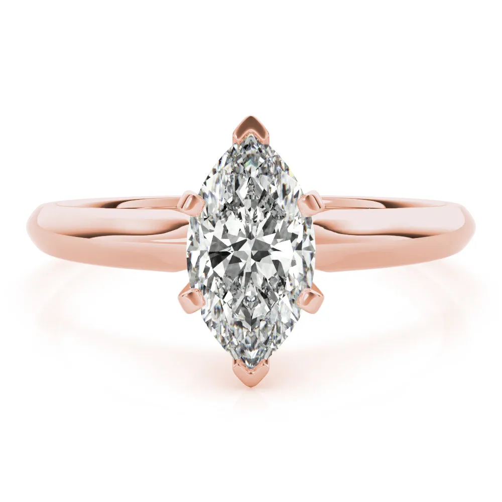 6-Prong Marquise Solitaire 14k White Gold Moissanite Engagement Ring