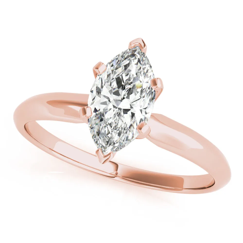 6-Prong Marquise Solitaire Platinum Moissanite Engagement Ring