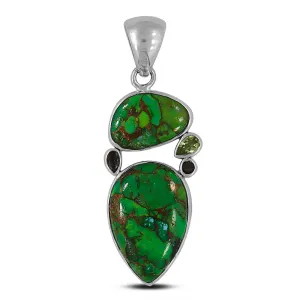 925 Silver Green Copper Turquoise Pendant