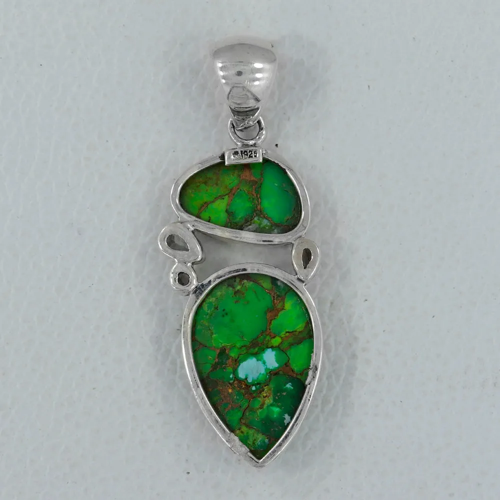 925 Silver Green Copper Turquoise Pendant