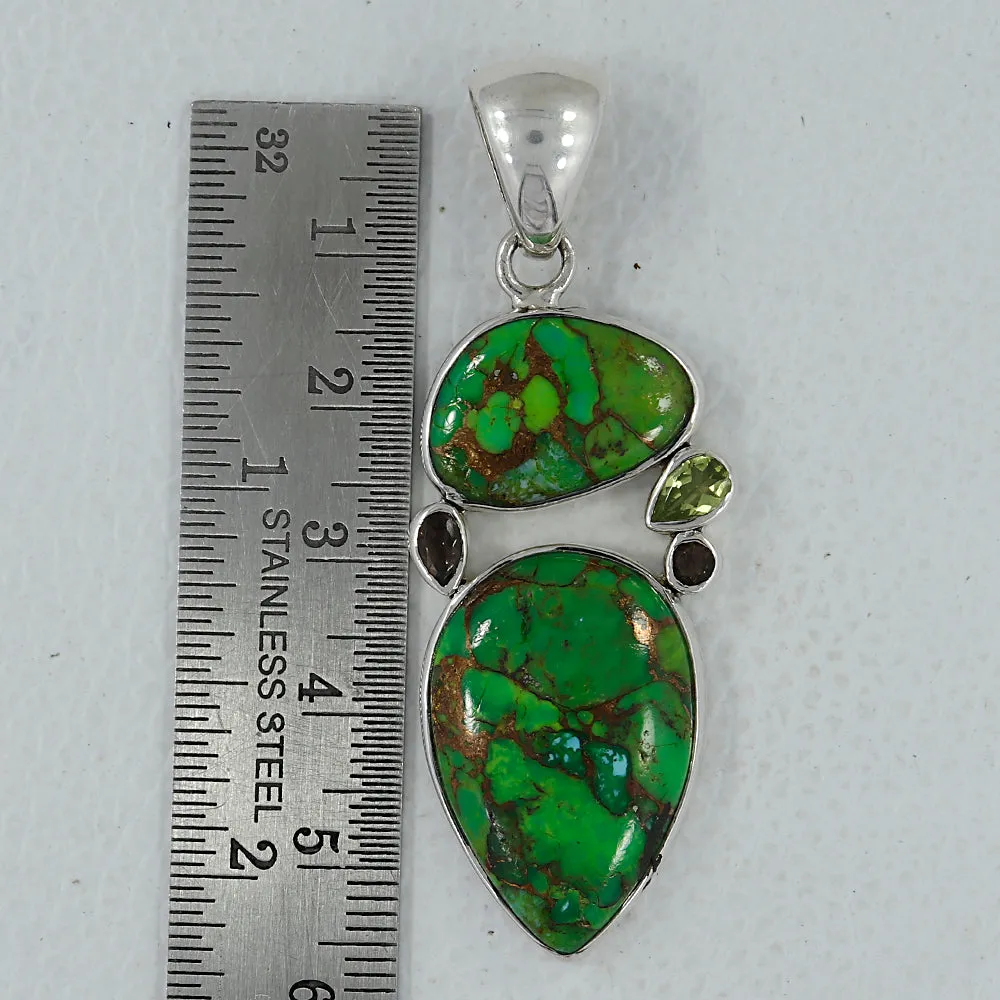 925 Silver Green Copper Turquoise Pendant
