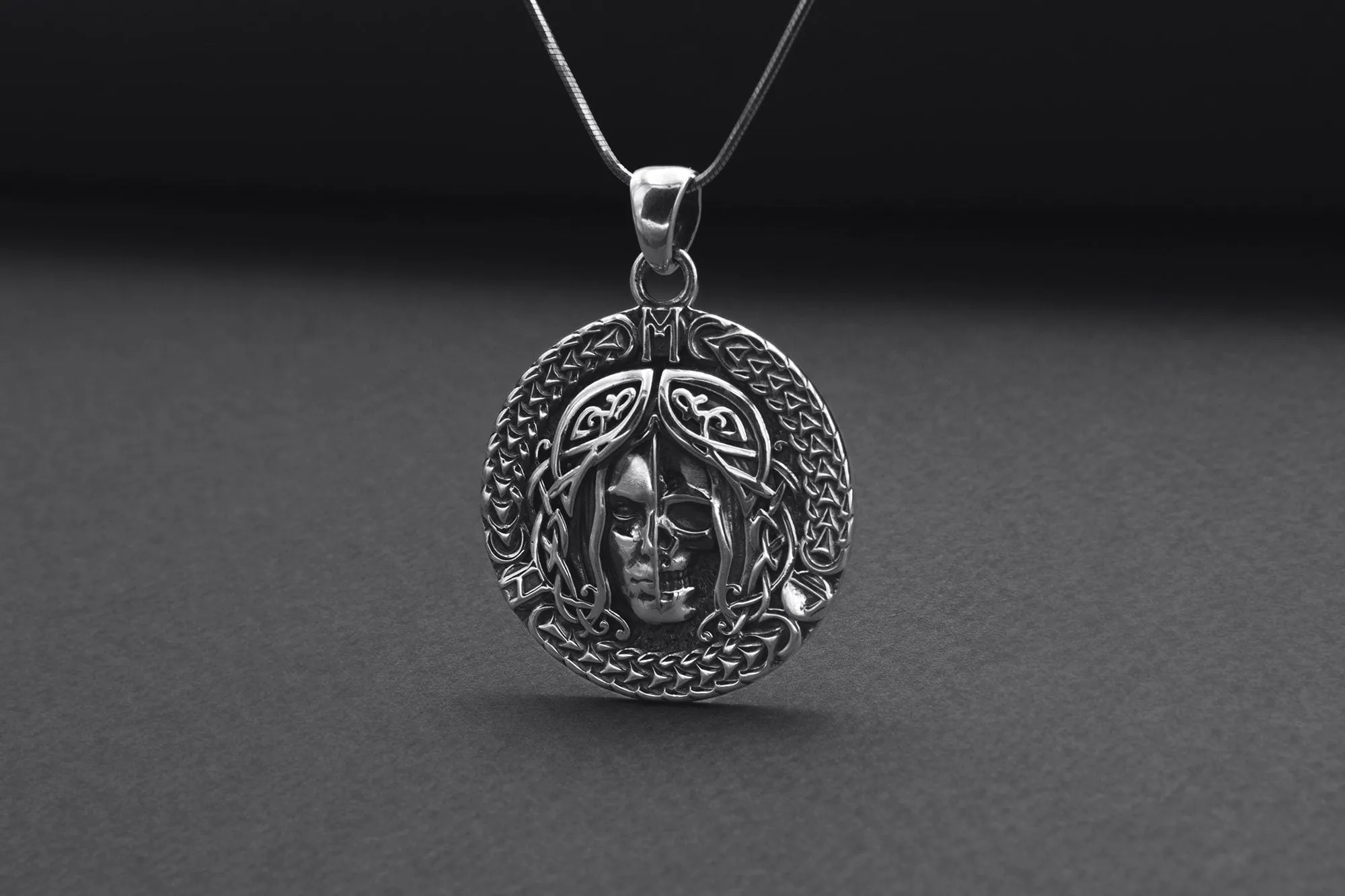 925 Silver Hel Pendant, Necklace with Norse Ornament, Hel Jewelry, Norse Jewelry, Hel Goddess Pendant, Handmade Viking Jewelry