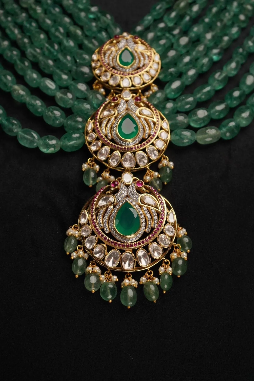 925 silver jewelry Emerald haram  mens jewelry unisex jewelry 22k gold plated - SHABURIS
