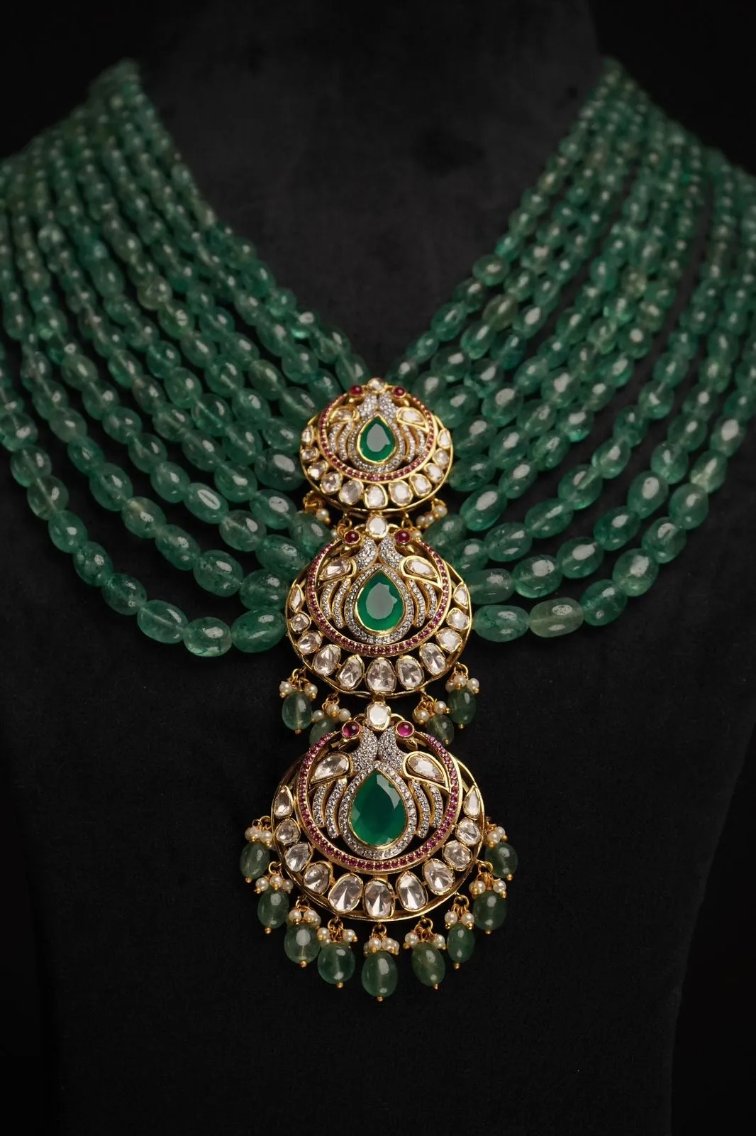 925 silver jewelry Emerald haram  mens jewelry unisex jewelry 22k gold plated - SHABURIS