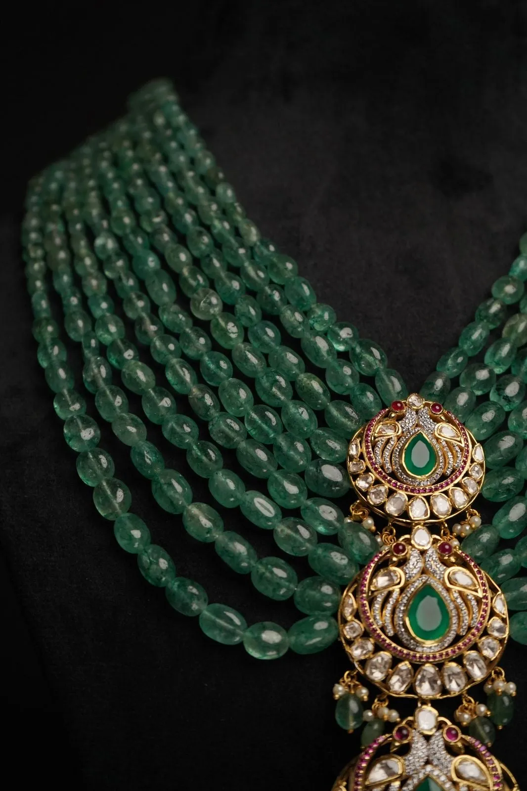 925 silver jewelry Emerald haram  mens jewelry unisex jewelry 22k gold plated - SHABURIS
