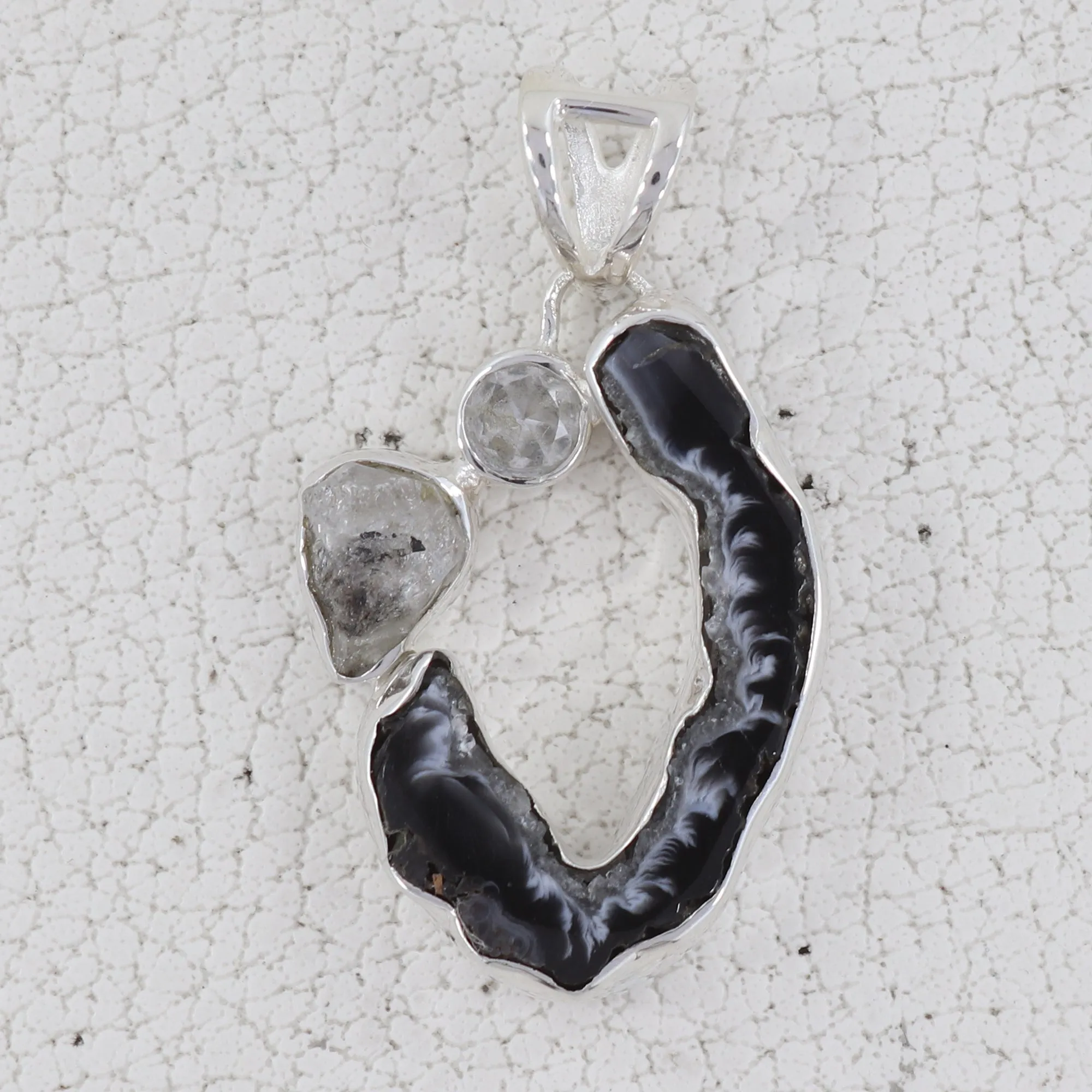 925 Silver Rough Oco geode Pendant