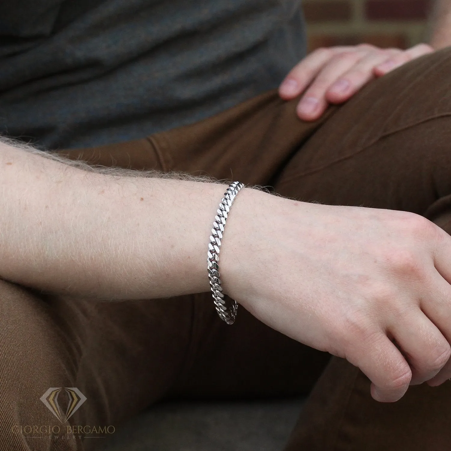 925 Sterling Silver 6mm Solid Miami Cuban Link Rhodium Bracelet