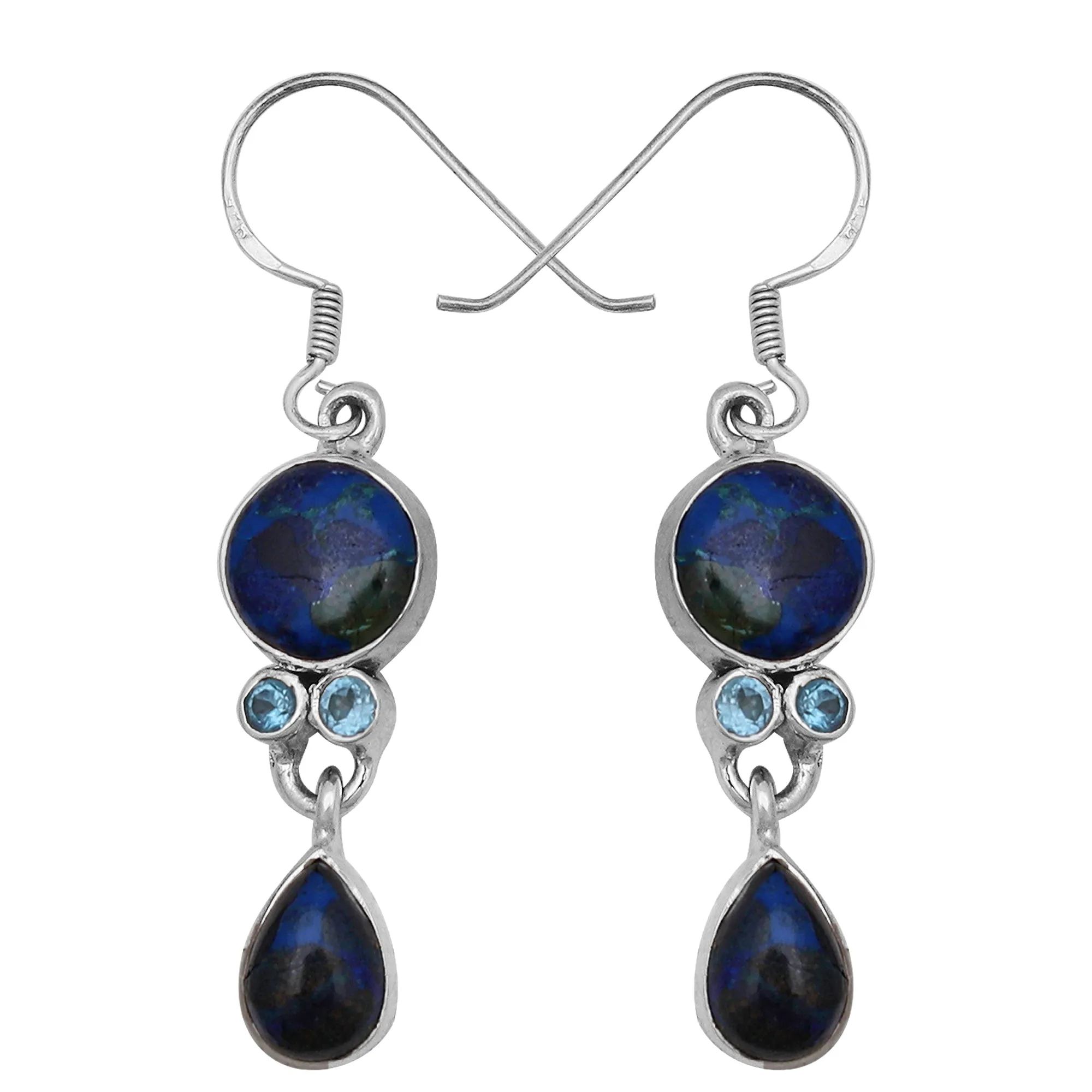 925 Sterling Silver Azurite Malachite Earring