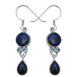 925 Sterling Silver Azurite Malachite Earring