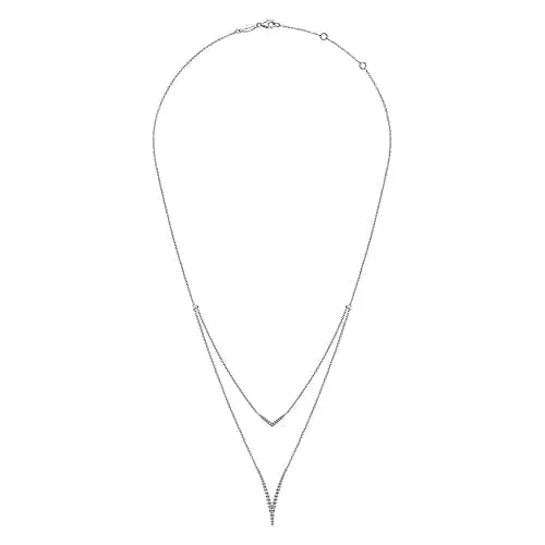 925 Sterling Silver Bujukan White Sapphire Chevron Necklace
