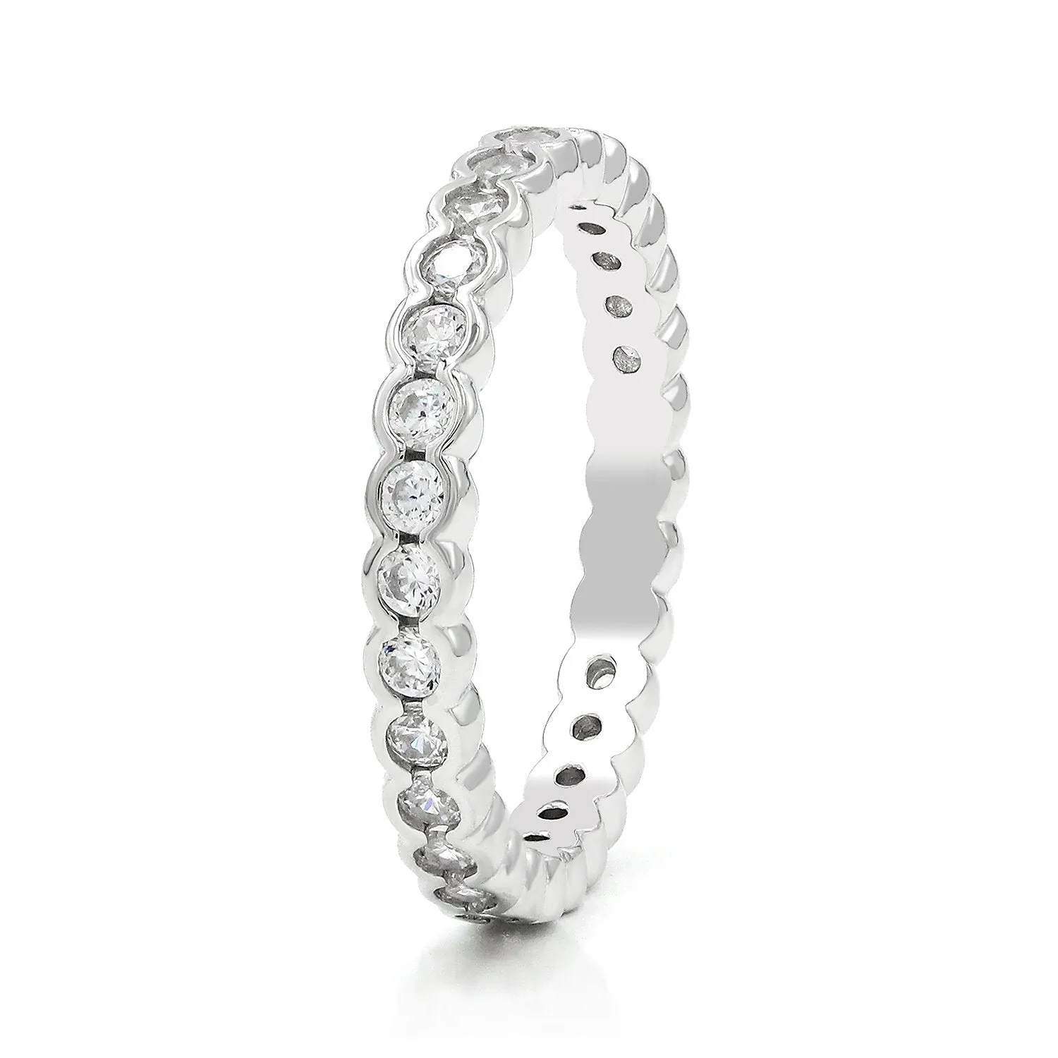 925 Sterling Silver Stackable Bezel Set Eternity Band Ring