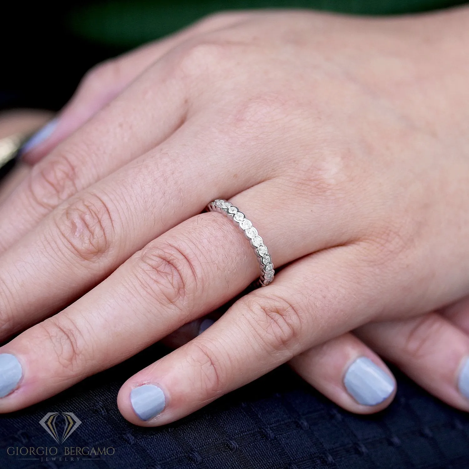 925 Sterling Silver Stackable Bezel Set Eternity Band Ring