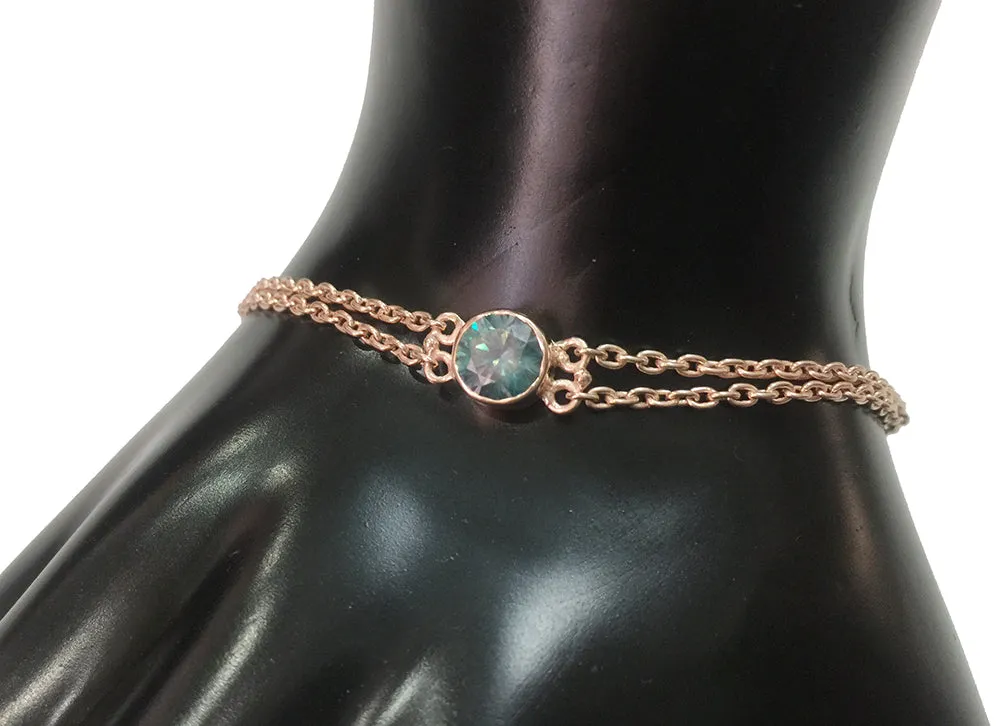 AAA Certified 0.89 Cts Blue Diamond Chain Bracelet,Women's Jewelry