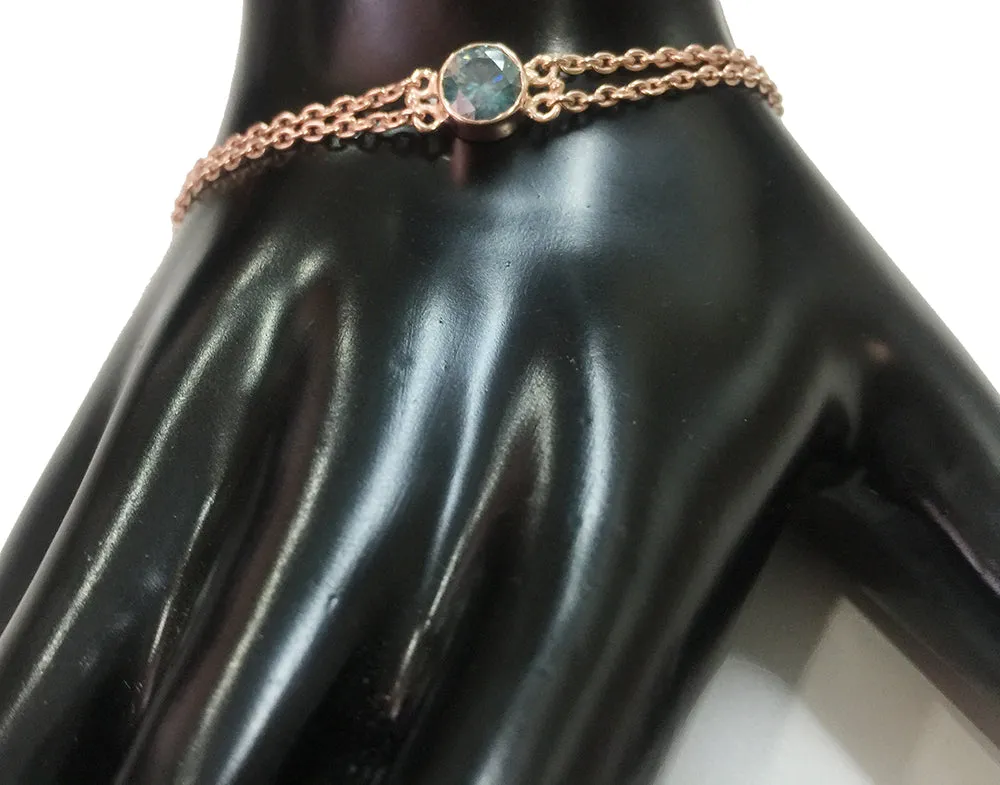 AAA Certified 0.89 Cts Blue Diamond Chain Bracelet,Women's Jewelry