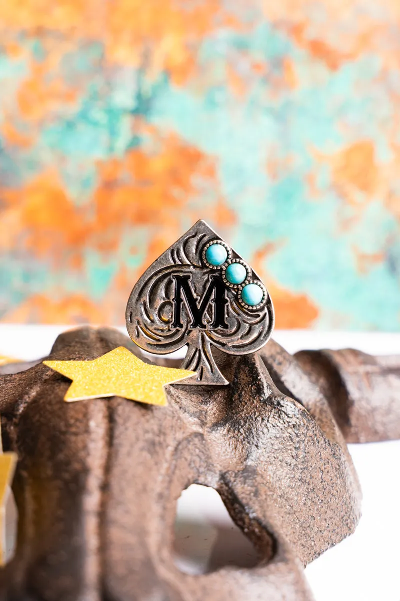 Ace Of Spades 'M' Silvertone Cuff Ring
