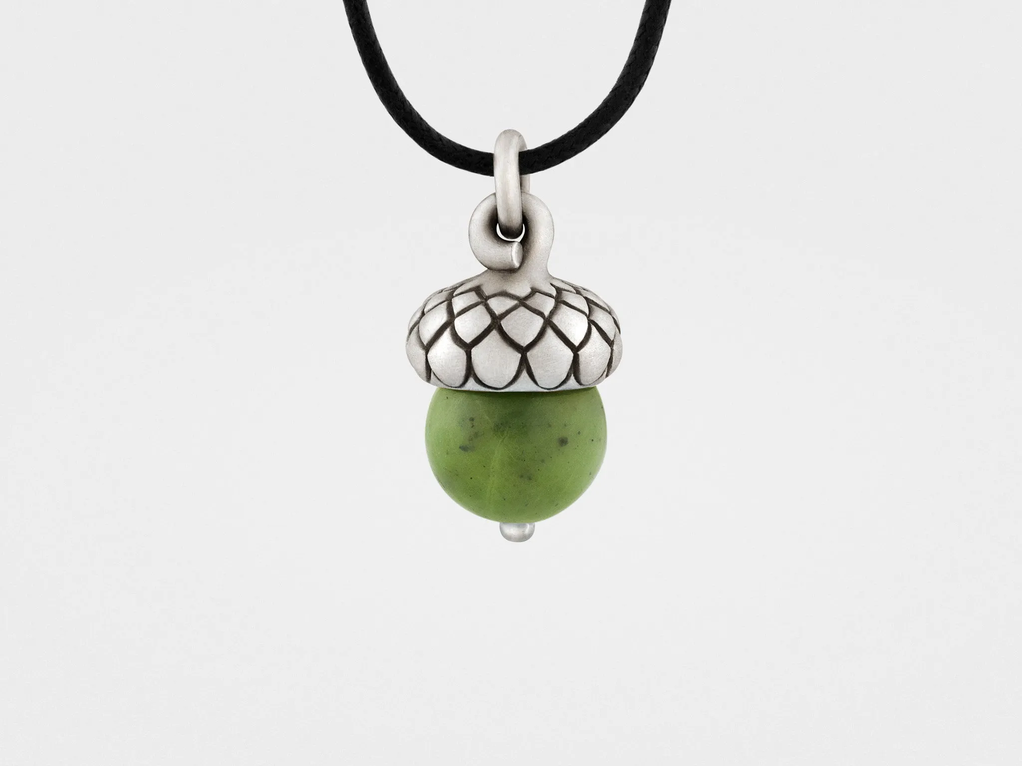 Acorn Pendant with Green Jade
