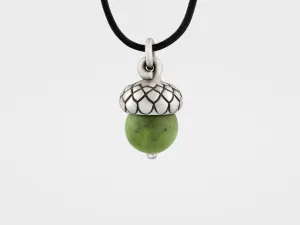 Acorn Pendant with Green Jade
