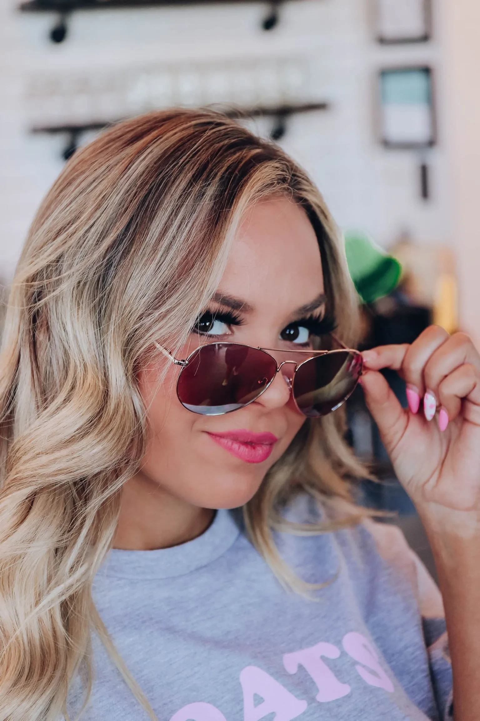 All About Aviator Sunglasses - Gold x Pink