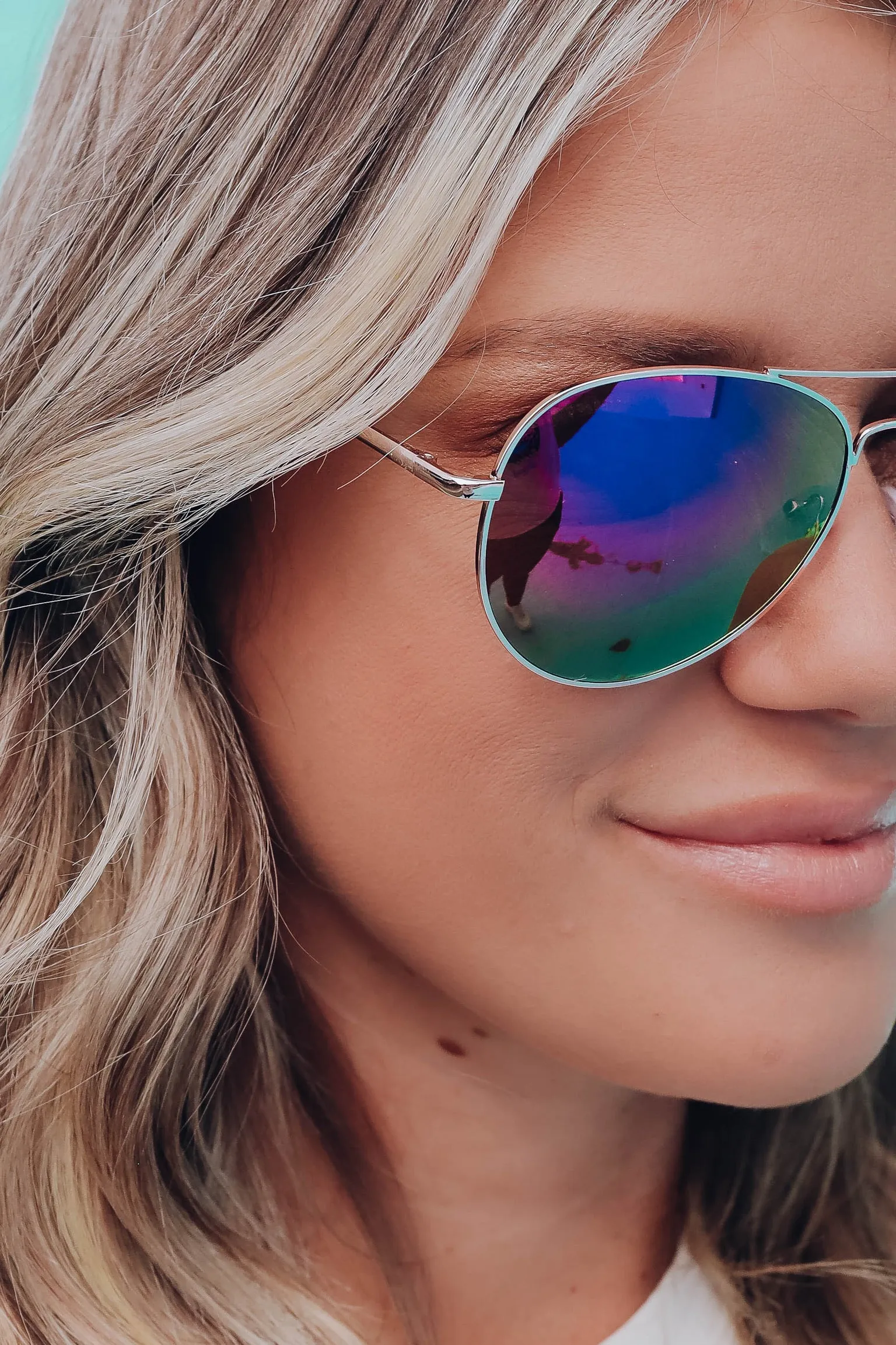 All About Aviator Sunglasses - Green x Pink