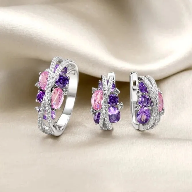 Amethyst & Diamond Jewelry Set