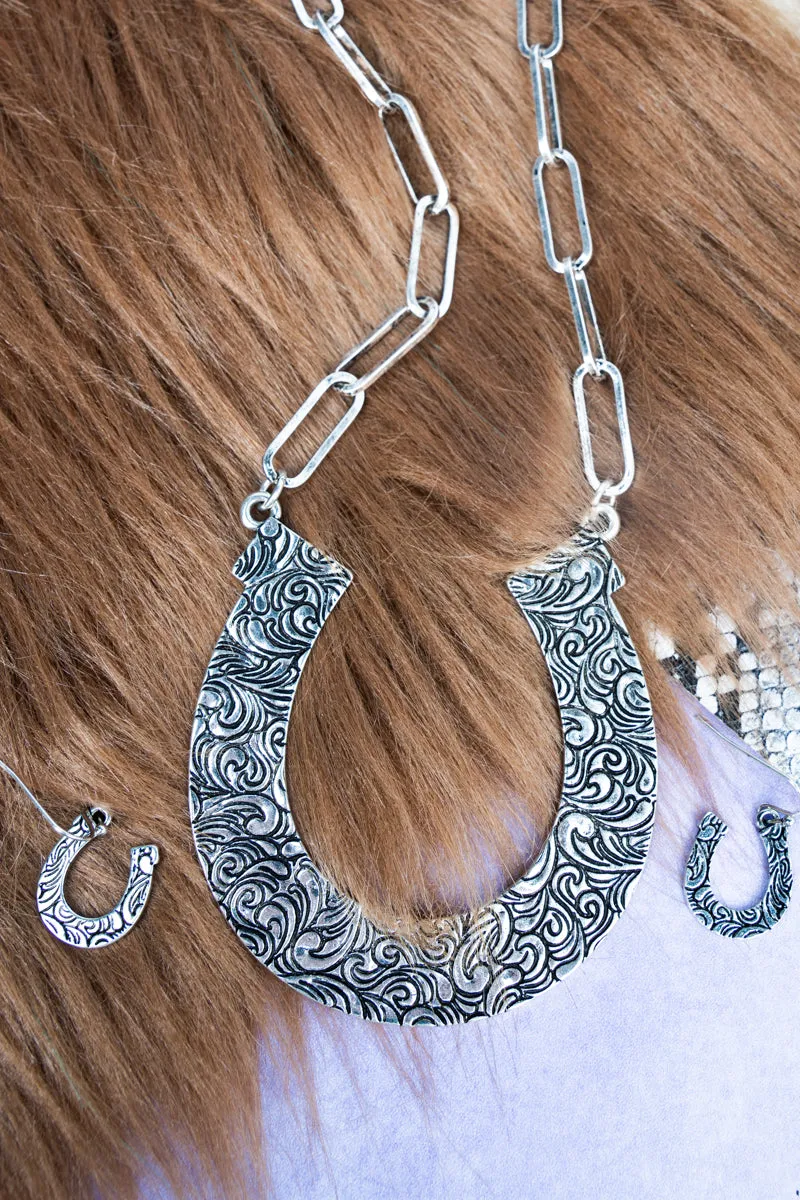 Analeah Horseshoe Silvertone Necklace
