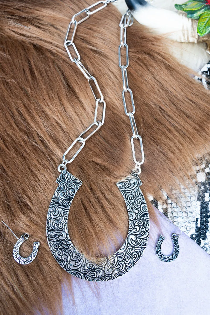 Analeah Horseshoe Silvertone Necklace