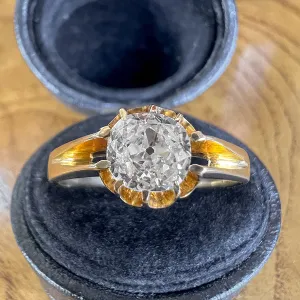 Antique Diamond Solitaire Ring, Old Mine 0.80ct.